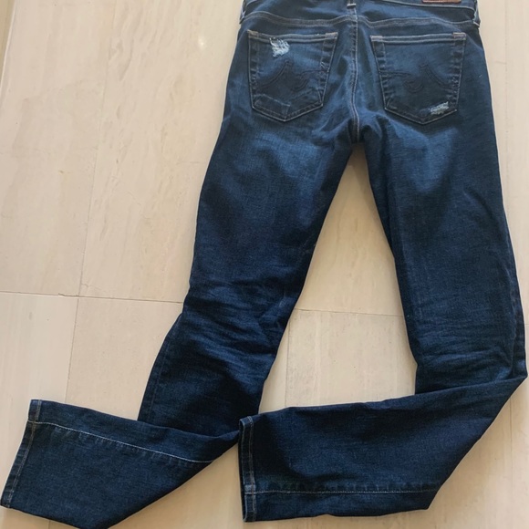 AG Stilt Cigarette leg dark blue distressed jeans - Picture 3 of 5